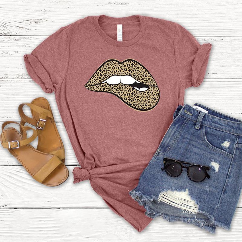 Love Bug Apparel Leopard Lips Short Sleeve T-Shirt